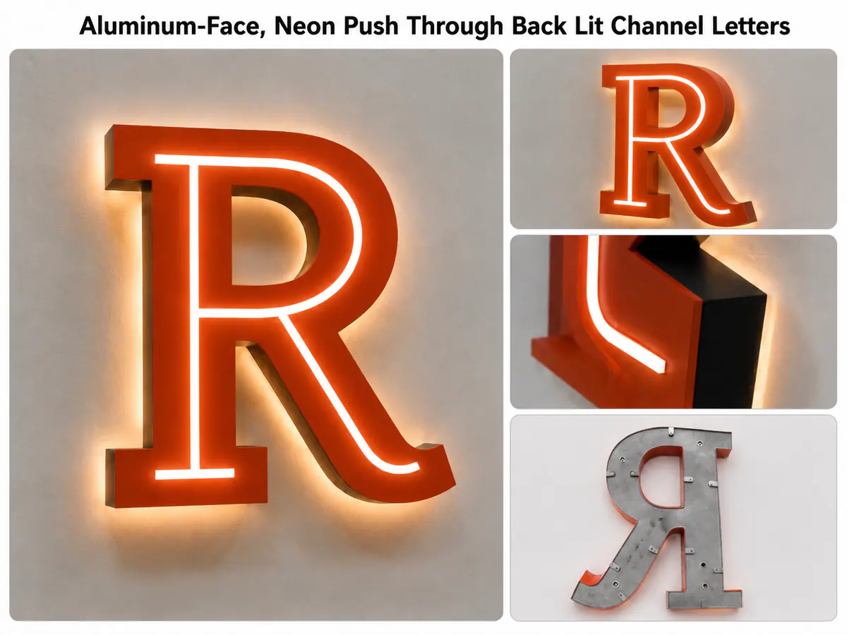 Neon push-through letters